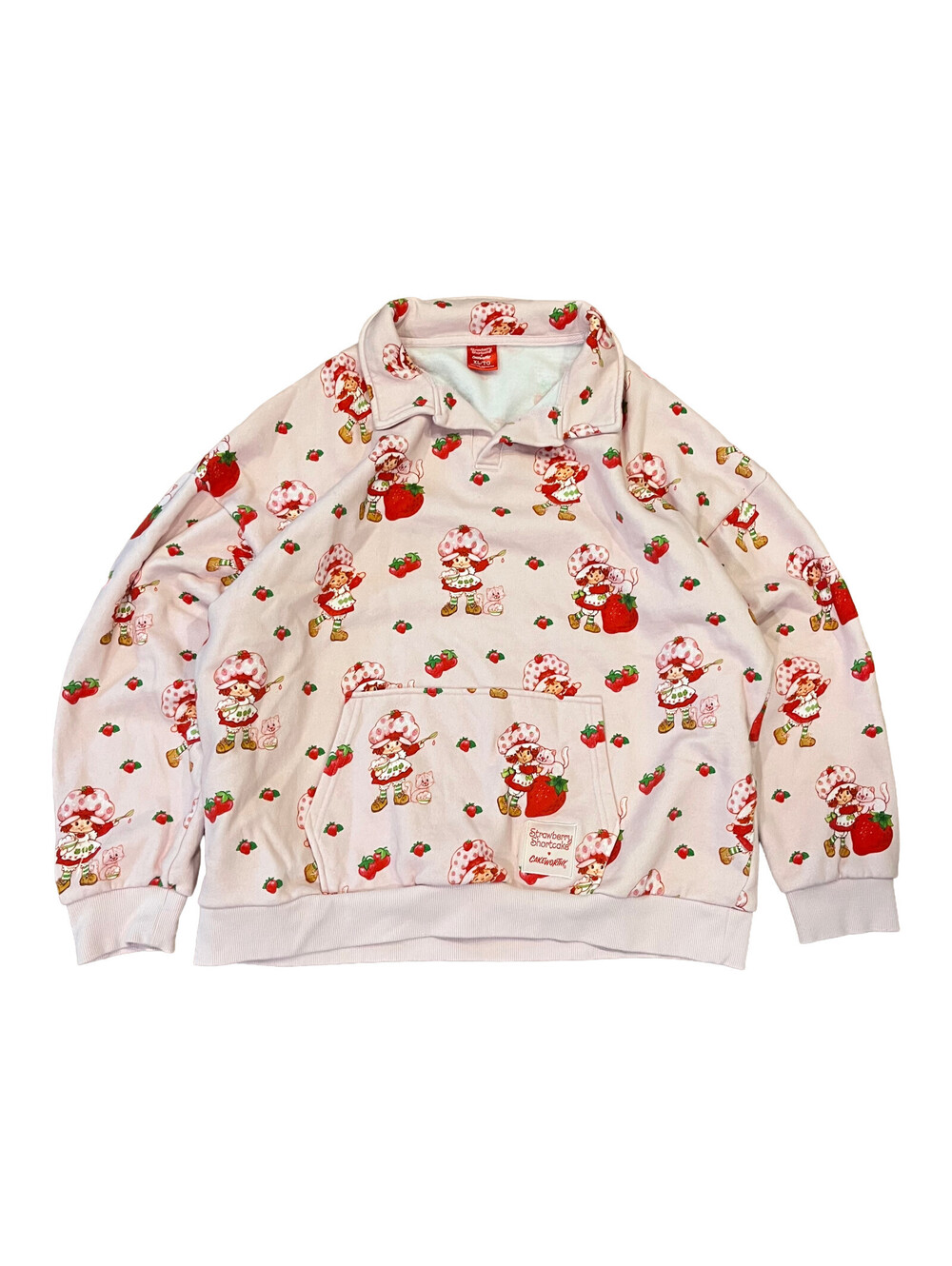 Cakeworthy x Strawberry Shortcake Collared Sweater Sz XL Comfy Pink Red